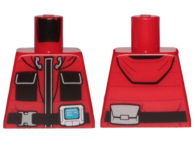 Lego Torso Jacket with Monitor Device and Black Pockets Pattern / Red