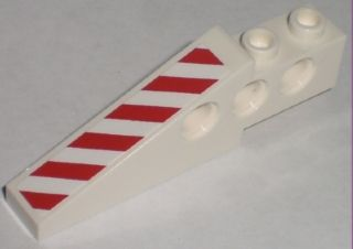 Lego Technic Slope 6 x 1 x 1 2/3 with Red and White Danger Stripes Pattern Right (Sticker) - Set 7207