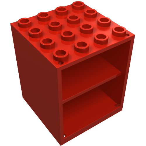 Lego Homemaker Cupboard 4 x 4 x 4 with Door Holder Holes / Red