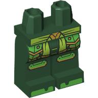 Lego Hips and Dark Green Legs with Lime Sash, Metal Green/Gold Armor print