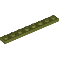 Lego Plate 1 x 8 / Olive Green