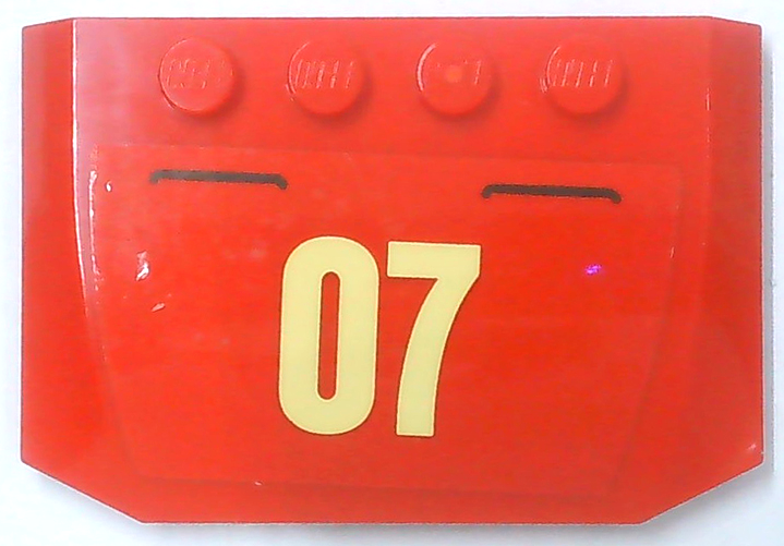 Lego Wedge 4 x 6 x 2/3 Triple Curved with Bright Light Yellow '07' Pattern (Sticker) - Set 60216