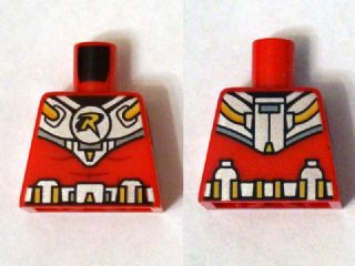 Lego Torso Batman 'R' Symbol, Silver and Gold Diving Suit Pattern / Red