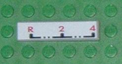 Lego Tile 1 x 4 with 'R-2-4' Gearbox Pattern (Sticker) - Set 8448