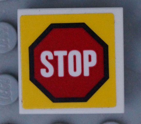Lego Tile 2 x 2 with Road Sign 'STOP' in Octagon Pattern (Sticker) - Set 60169