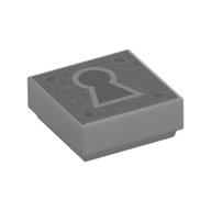 Lego Tile 1 x 1 with Keyhole Print / Light Bluish Gray