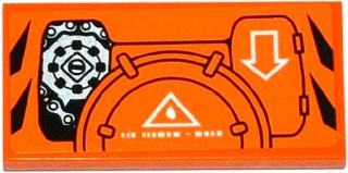 Lego Tile 2 x 4 with Hatches, White Arrow, Sprocket and Chain Pattern Model Right Side (Sticker) - Set 70224