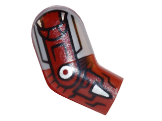 Lego Arm, Right with Flat Silver Shoulder and Iron Man Armor Pattern / Dark Red