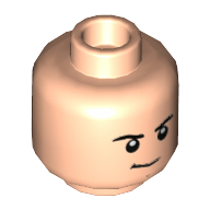 Lego Minifig Head Buzz Lightyear, Serious Smirk / Mean Smile with Raised Eyebrow print / Light Nougat