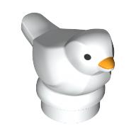 Lego Animal, Bird, Small with Bright Light Orange Beak, Black Eyes print / White