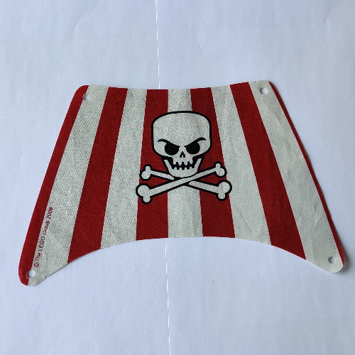 Lego Sail, Rectangle, 27 x 17 with Red Stripes, Skull Crossbones