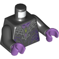 Lego Torso Dress, Dark Bluish Gray Webbing, Medium Lavender Undershirt with Lime Spider Print, Black Arms, Medium Lavender Hands / Black