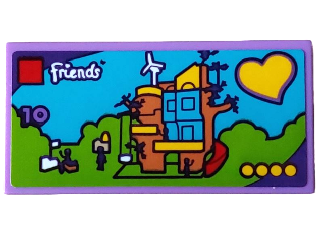 Lego Tile 2 x 4 with Friends Set 41703 Friendship Tree House Pattern (Sticker) - Set 4002022