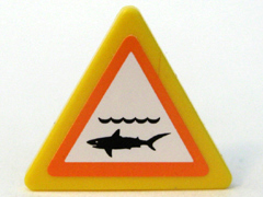 Lego Road Sign 2 x 2 Triangle with Clip with Shark Infested Waters Pattern (Sticker) - Set 7739