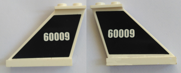 Lego Tail 4 x 1 x 3 with White '60009' on Dark Blue Background Pattern on Both Sides (Stickers) - Set 60009
