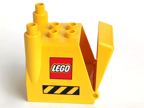 Lego Duplo Truck Construction Vehicle Back with Hatch with Black and Yellow Danger Stripes and LEGO Logo Pattern on Both Sides (31257pb01 / 31261)