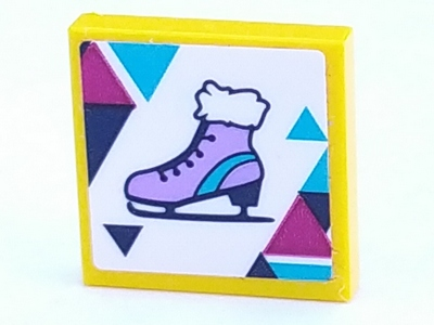 Lego Tile 2 x 2 with Ice Skate with Dark Blue, Magenta and Medium Azure Triangles Pattern (Sticker) - Set 41322