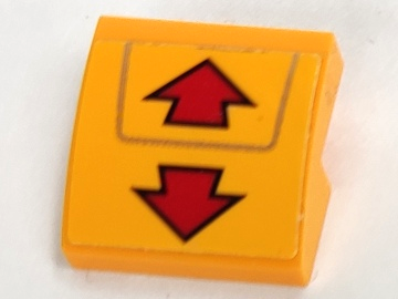 Lego Slope, Curved 2 x 2 x 2/3 with 2 Red Arrows Pattern (Sticker) - Set 60162