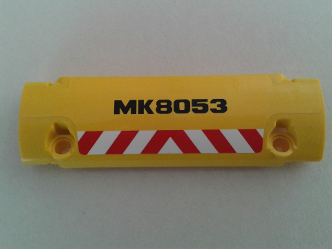 Lego Technic, Panel Curved 11 x 3 with 'MK8053' and Red and White Danger Stripes Pattern (Sticker) - Set 8053 / Yellow