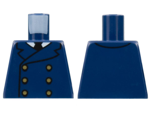 Lego Torso Double Breasted Jacket, White Collar, Black Tie, 6 Gold Buttons Pattern