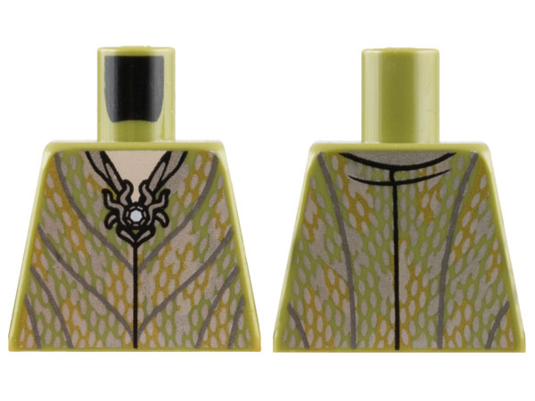 Lego Torso Robe with Silver and Olive Green Chain Mail and Pendant Pattern / Olive Green