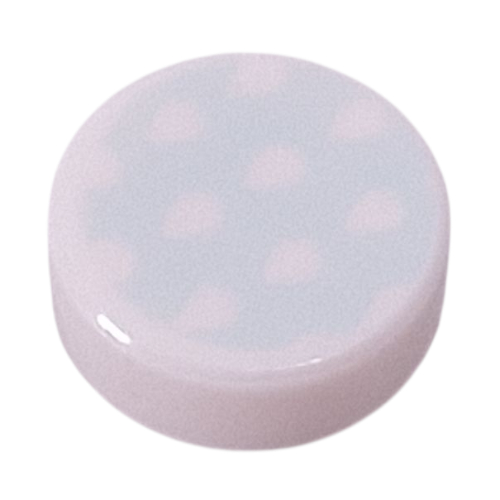 Lego Tile Round 1 x 1 with White Dots on Light Aqua Background Print / White