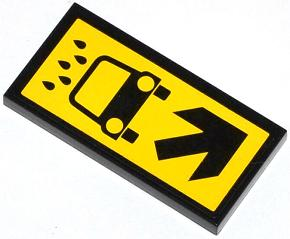 Lego Tile 2 x 4 with Water Drops, Car and Black Arrow Pattern (Sticker) - Set 4207 / Black