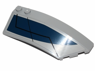 Lego Wedge 8 x 3 x 2 Open Right with Dark Blue Curved Triangle and Black Lines Pattern (Sticker) - Set 75022