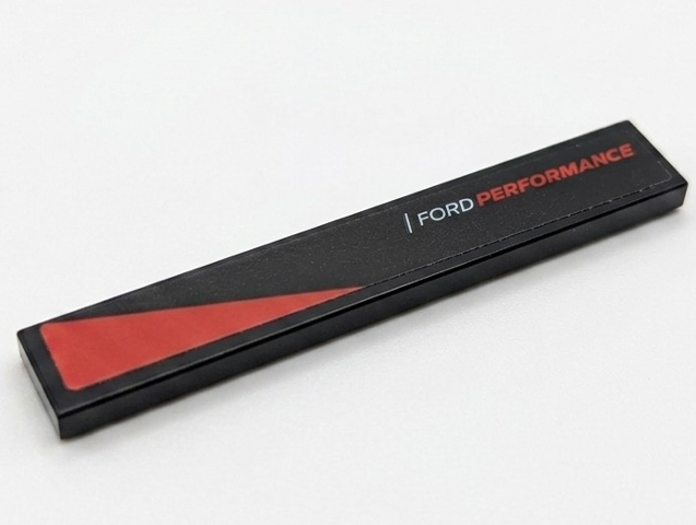 Lego Tile 1 x 6 with Red Triangle and 'FORD PERFORMANCE' Pattern Model Right Side (Sticker) - Set 76905 / Black