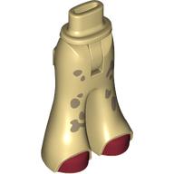 Lego Minidoll Hips and Wide Pants with Dark Red Shoes, Dark Tan Stains print / Tan