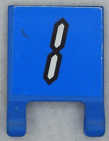 Lego Flag 2 x 2 Square with Flat Edge with White Number 1 with Black Outline on Blue Background Pattern (Sticker) - Set 3569