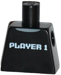Lego Torso Shirt with Light Bluish Gray Collar and 'PLAYER 1' Pattern / Black