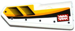 Lego Technic, Panel Fairing #22 Very Small Smooth, Side A with Air Intakes, 'NO STEP' and Yellow, Orange and White Stripes Pattern (Sticker) - Set 42044