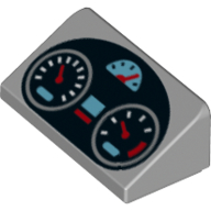 Lego Brick Sloped 30° 1 x 2 x 2/3 with Dashboard, Speedometers Print / Light Bluish Gray