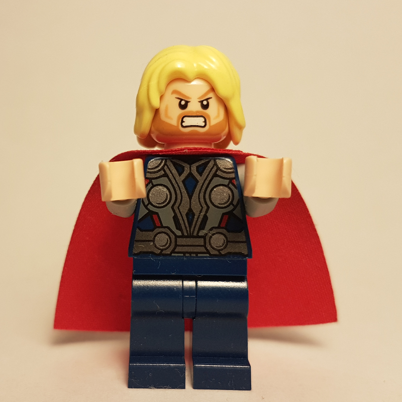 Lego Thor with Red Cape and Bright Yellow Hair