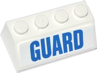 Lego Slope 45 2 x 4 with Blue 'GUARD' Pattern (Sticker) - Set 60013