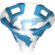 Lego Cone Reverse with 4 Handles, Spinner, with Marbled Dark Azure Pattern / Glitter Trans-Clear