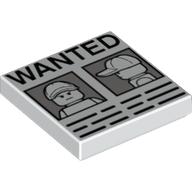 Lego Tile 2 x 2 with 'WANTED' Minifig Front and Side Mugshots Poster Print