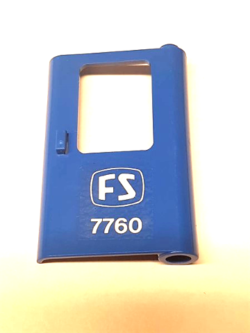 Lego Door 1 x 4 x 5 Train Right, Thin Support at Bottom with Italian Train Logo and '7760' Pattern (Sticker) - Set 7760 / Blue