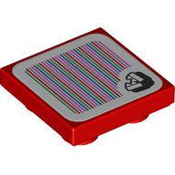 Lego Tile Special 2 x 2 Inverted with Piranha Plant and Barcode Print (Sticker) / Red
