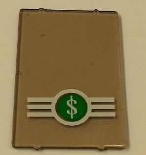 Lego Glass for Window 1 x 4 x 5 with Dollar Sign '$' in Green Circle Pattern (Sticker) - Set 4854 / Trans-Brown