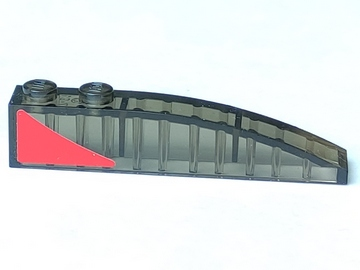Lego Slope, Curved 6 x 1 with 2 Studs with Red Triangle Pattern Model Right Side (Sticker) - Set 8156 / Trans-Brown
