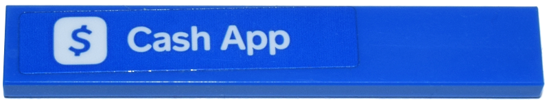 Lego Tile 1 x 6 with White 'Cash App' and Dollar Sign in Square Logo Pattern Model Right Side (Sticker) - Set 77246 / Blue