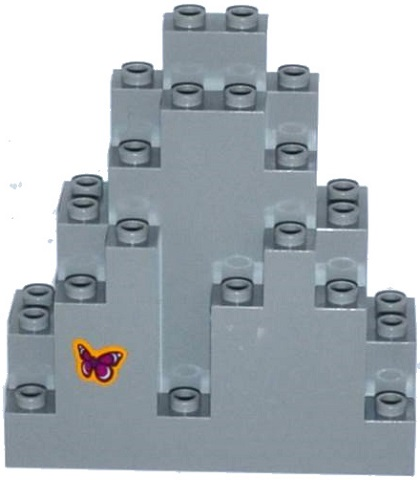 Lego Rock Panel 3 x 8 x 7 Triangular (LURP) with Magenta Butterfly Pattern Lower Left (Sticker) - Set 41122