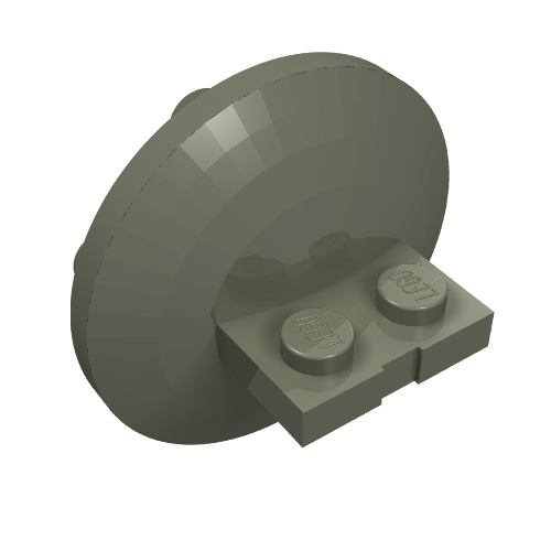 Lego Plate Special 1 x 2 with 4 x 4 disk at 90 degrees / Dark Gray