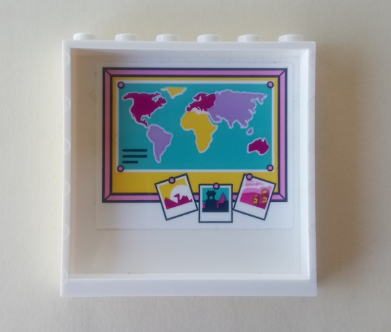 Lego Panel 1 x 6 x 5 with World Map and Three Photos Pattern on Inside (Sticker) - Set 41314