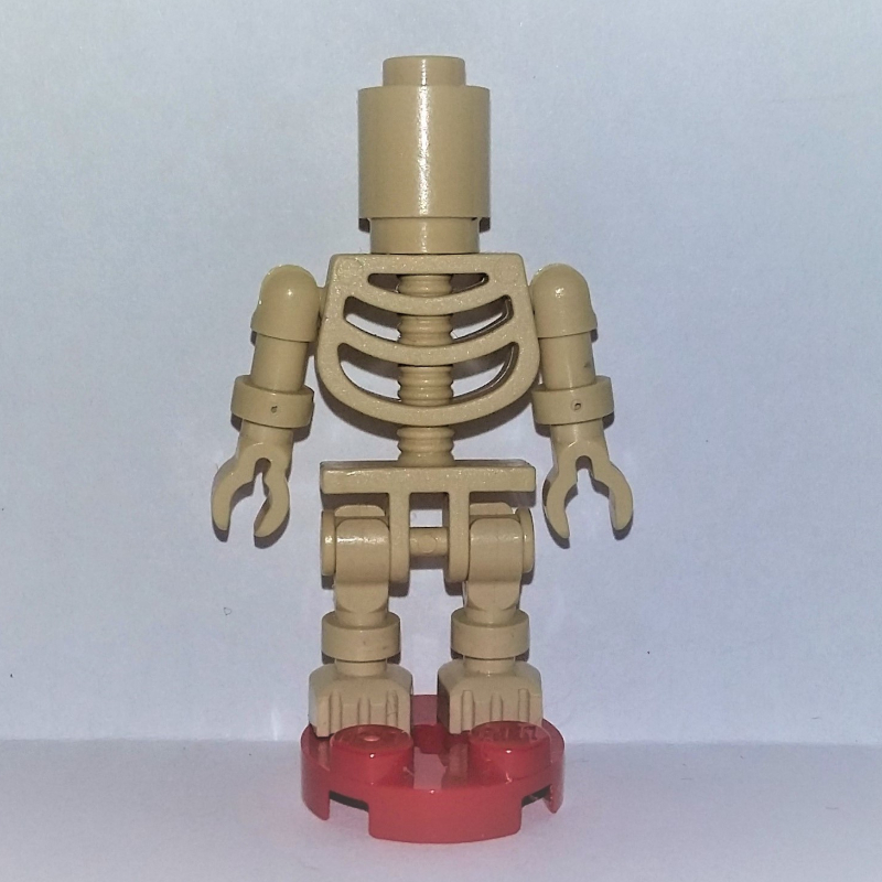 Lego Skeleton with Round Brick Head and Round Red Plate Base (Bowling Pin)