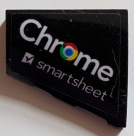 Lego Wedge 2 x 2 x 2/3 Right with White 'Chrome' Logo and 'smartsheet' Pattern (Sticker) - Set 76919