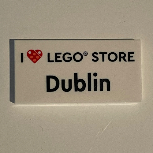 Lego Tile 2 x 4 with 'I heart LEGO STORE Dublin' Print