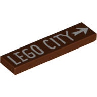 Lego Tile 1 x 4 with 'LEGO City' and Arrow Print